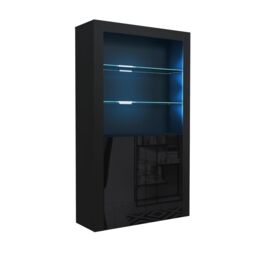 Creative Furniture Spectrum Display Cabinet 170cm with Glass Shelves & LED Lights in Black - thumbnail 4