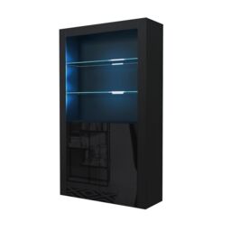Creative Furniture Spectrum Display Cabinet 170cm with Glass Shelves & LED Lights in Black - thumbnail 6