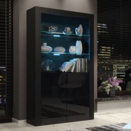 Creative Furniture Spectrum Display Cabinet 170cm with Glass Shelves & LED Lights in Black - thumbnail 5