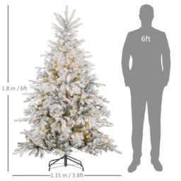 HOMCOM Artificial Prelit Christmas Tree, Snow Xmas Tree with LED Lights in Green - Size: 5ft - thumbnail 3