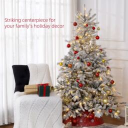 HOMCOM Artificial Prelit Christmas Tree, Snow Xmas Tree with LED Lights in Green - Size: 5ft - thumbnail 4