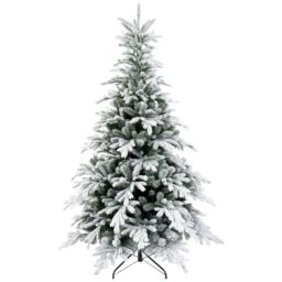 HOMCOM Artificial Prelit Christmas Tree, Snow Xmas Tree with LED Lights in Green - Size: 5ft - thumbnail 2