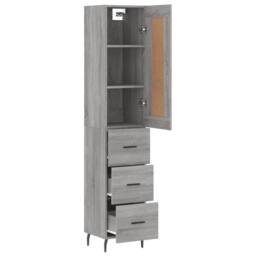 Berkfield Home Highboard Grey Sonoma 34.5x34x180 cm Engineered Wood - thumbnail 4