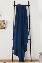 OHS Warm Plain Fleece Throw Over Bed Blanket in Navy - Size: 200 cm x 240 cm - thumbnail 1