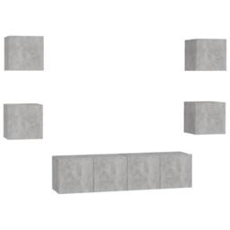 Berkfield Home Sturdy 6 Piece TV Cabinet Set Concrete Grey Engineered Wood - thumbnail 3