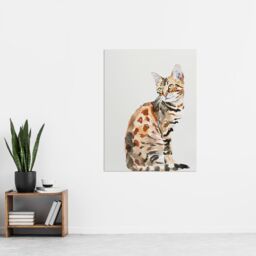 "Artery8 Marble Coat Bengal Cat Lover Bright Watercolour Wall Art Print in Brown - Size: W18"" x H24""" - thumbnail 4