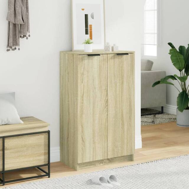 Berkfield Home Shoe Cabinet Sonoma Oak 59x35x100 cm Engineered Wood in Light Tan - Size: 59 x 35 x 100 cm - image 1