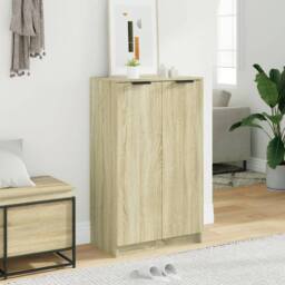 Berkfield Home Shoe Cabinet Sonoma Oak 59x35x100 cm Engineered Wood in Light Tan - Size: 59 x 35 x 100 cm