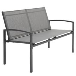 OUTSUNNY 2 Seater Metal Garden Bench, Park Patio Seat, Grey - thumbnail 2
