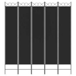 Berkfield Home 5-Panel Room Divider Black 200x220 cm Fabric - thumbnail 3