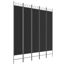 Berkfield Home 5-Panel Room Divider Black 200x220 cm Fabric - thumbnail 2
