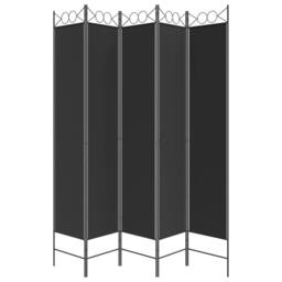 Berkfield Home 5-Panel Room Divider Black 200x220 cm Fabric - thumbnail 4