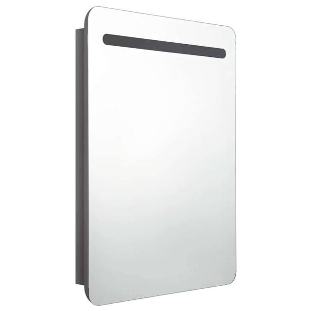 Berkfield Home LED Bathroom Mirror Cabinet Shining Grey 60x11x80 cm - Size: 60 x 11 x 80 cm - image 1