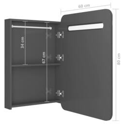 Berkfield Home LED Bathroom Mirror Cabinet Shining Grey 60x11x80 cm - Size: 60 x 11 x 80 cm - thumbnail 7