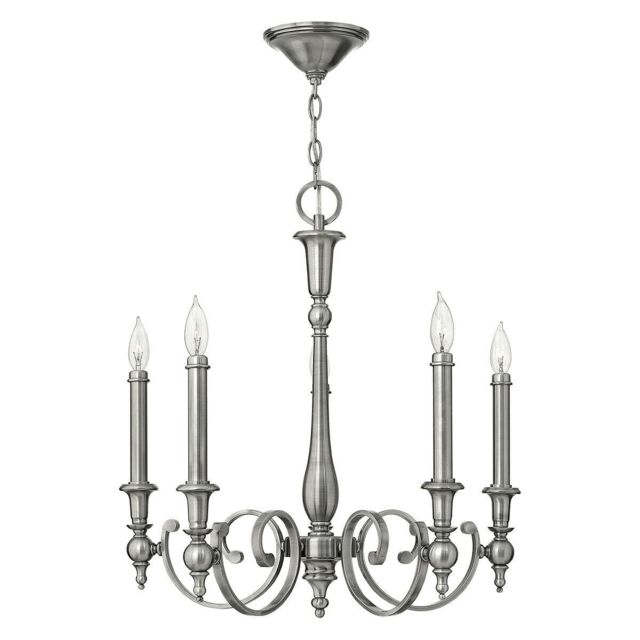 Loops 5 Bulb Chandelier Hanging Pendant LIght Antique Nickel LED E14 60W Bulb in Metallics