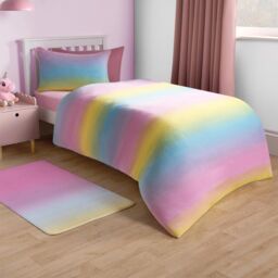 OHS Ombre Fleece Duvet Cover Pillowcase Quilt Rainbow Bedding Set in Pink - Size: Double - thumbnail 2