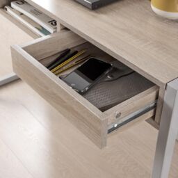 Home Source Office Computer Desk Laptop Workstation 2 Drawer Shelf Storage in Light Oak - thumbnail 6