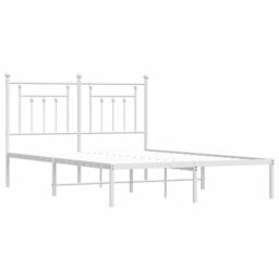 Berkfield Home Metal Bed Frame with Headboard White 140x190 cm - thumbnail 5