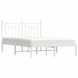 Berkfield Home Metal Bed Frame with Headboard White 140x190 cm - thumbnail 4