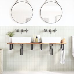 Berkfield Home Bathroom Vanity Top Oil Finished 120x40x2 cm Solid Wood Acacia in Brown - Size: 120 x 40 x 2 cm - thumbnail 2