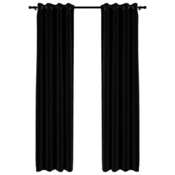 Berkfield Home Linen-Look Blackout Curtains with Grommets 2pcs Black 140x245cm - Size: 140x245 cm - thumbnail 2