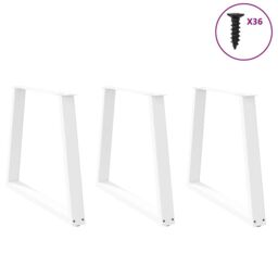 Berkfield Home Dining Table Legs V-Shape 3 pcs White 80x(72-73.3) cm Steel - thumbnail 3