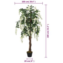 Berkfield Home Artificial Wisteria Tree 1260 Leaves 180 cm Green & White - thumbnail 5