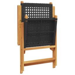 Berkfield Home Reclining Garden Chairs 6 pcs Black Poly Rattan & Solid Wood - thumbnail 7