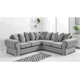 Furniture 786 Verona Scatter Back Plush Velvet 2c2 Corner Sofa in Silver - thumbnail 1