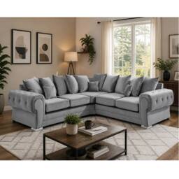 Furniture 786 Verona Scatter Back Plush Velvet 2c2 Corner Sofa in Silver - thumbnail 2