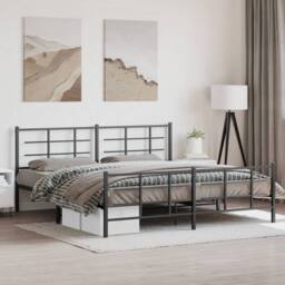 Berkfield Home Metal Bed Frame without Mattress with Footboard Black 193x203cm - Size: 193x203 cm - thumbnail 2