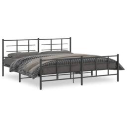 Berkfield Home Metal Bed Frame without Mattress with Footboard Black 193x203cm - Size: 193x203 cm - thumbnail 3