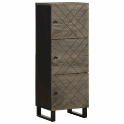 Berkfield Home Highboard Black 40x33x110 cm Solid Wood Mango - Size: 40 x 33 x 110 cm - thumbnail 1