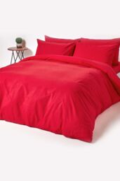 Homescapes Egyptian Cotton Fitted Sheet 12 inch 200 Thread Count in Red - Size: Small Double Fitted - thumbnail 4