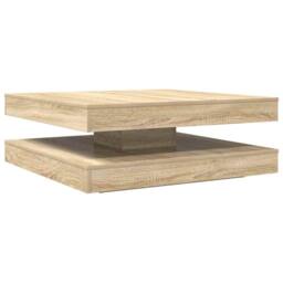 Berkfield Home Modern Coffee Table 360-Degree Rotatable Sonoma Oak 90x90x34.5 cm in Light Tan - thumbnail 6
