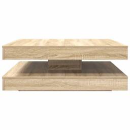 Berkfield Home Modern Coffee Table 360-Degree Rotatable Sonoma Oak 90x90x34.5 cm in Light Tan - thumbnail 4