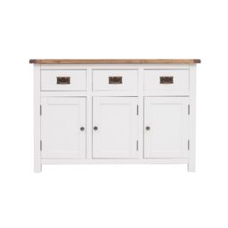 Cabinet Bits Lovere Off-White 3 Drawer 3 Door Sideboard Brass Drop Handle