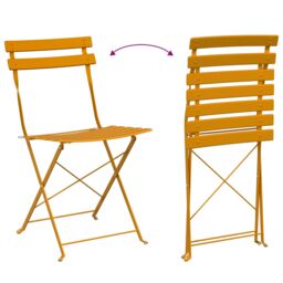 Berkfield Home 3-Piece Folding Bistro Set in Mustard Yellow Steel - thumbnail 9