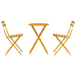Berkfield Home 3-Piece Folding Bistro Set in Mustard Yellow Steel - thumbnail 7