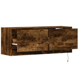 Berkfield Home TV Wall Cabinet with LED Lights Smoked Oak 100x31x35 cm in Brown - Size: 100 x 31 x 35 cm - thumbnail 9