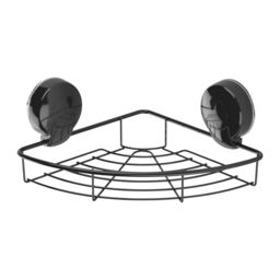 Showerdrape Suctionloc Black Steel Suction Wall Mounted Corner Basket - thumbnail 6