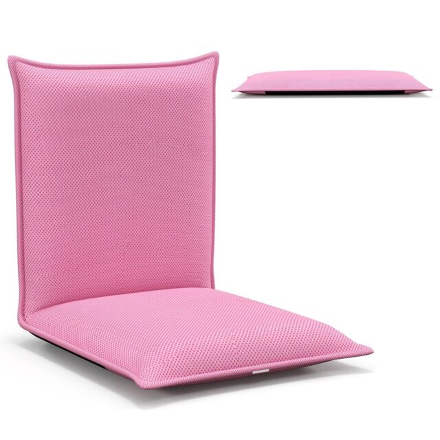 Costway Lazy Sofa Floor Chair Foldable Gaming Chair Recliner With 6 Adjustable Positions in Pink - image 1