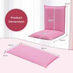 Costway Lazy Sofa Floor Chair Foldable Gaming Chair Recliner With 6 Adjustable Positions in Pink - thumbnail 2