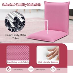 Costway Lazy Sofa Floor Chair Foldable Gaming Chair Recliner With 6 Adjustable Positions in Pink - thumbnail 6