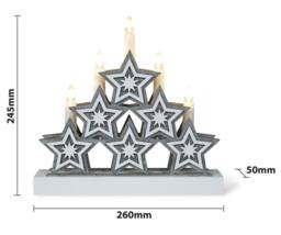 mysmartbuy Natural Wooden Candle Bridge 5 Warm White LEDs, Arch with Star Detail in Grey - thumbnail 2