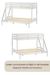 Home Discount Vida Designs Sydney Triple Sleeper Bunk Bed Frame Bedroom Furniture in White - Size: Single - thumbnail 3