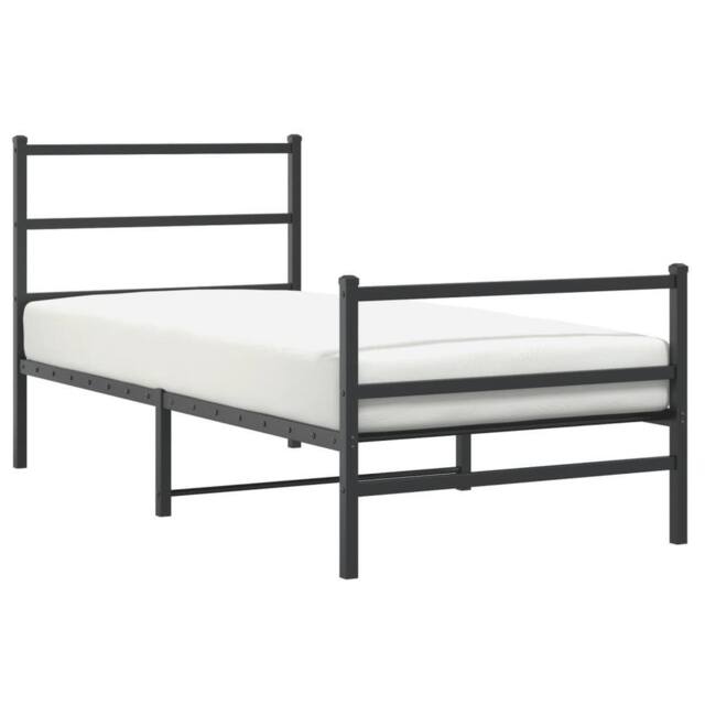 Berkfield Home Metal Bed Frame without Mattress with Footboard¬†Black 90x190cm in Black - Size: 90x190 cm - image 1