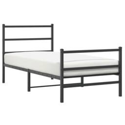 Berkfield Home Metal Bed Frame without Mattress with Footboard¬†Black 90x190cm in Black - Size: 90x190 cm - thumbnail 1