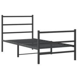 Berkfield Home Metal Bed Frame without Mattress with Footboard¬†Black 90x190cm in Black - Size: 90x190 cm - thumbnail 3