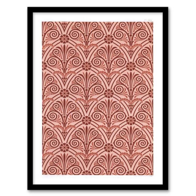 Artery8 GA & MA Audsley Framed Wall Art Antique Botanical Greek Pattern in Pink - Size: A4 - image 1